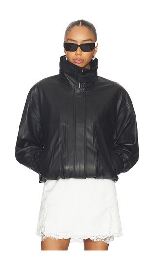 AEXAE Leather Collar Jacket in Black. - size XS | Revolve Clothing (Global)