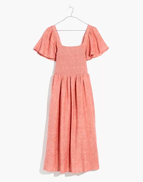 Linen-Blend Lucie Smocked Midi Dress | Madewell