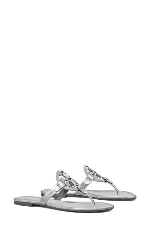 Tory Burch Miller Leather Sandal in Silver at Nordstrom, Size 6 | Nordstrom