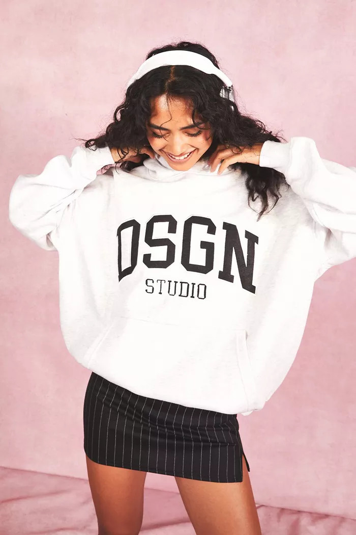 Applique Embroidered Oversized Hoodie | Boohoo.com (UK & IE)
