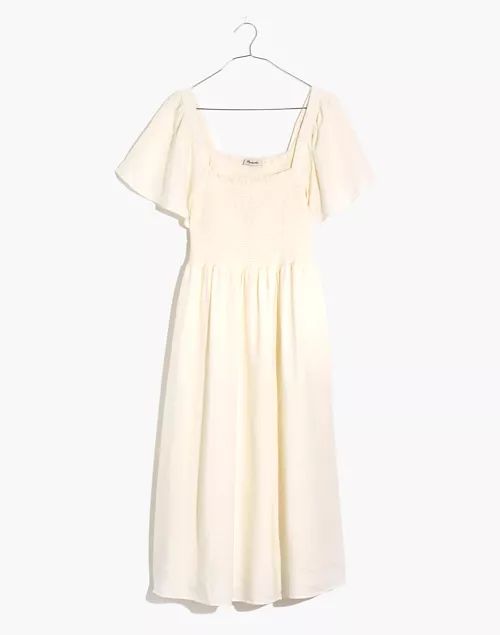 Petite Linen-Blend Lucie Smocked Midi Dress | Madewell