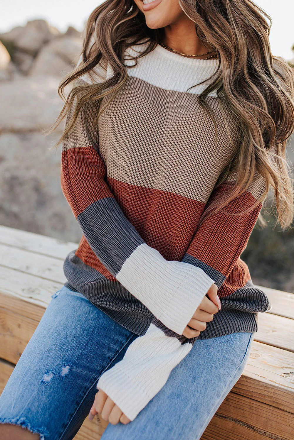 Lainey Knitted O-neck Pullover Sweater | Threaded Pear