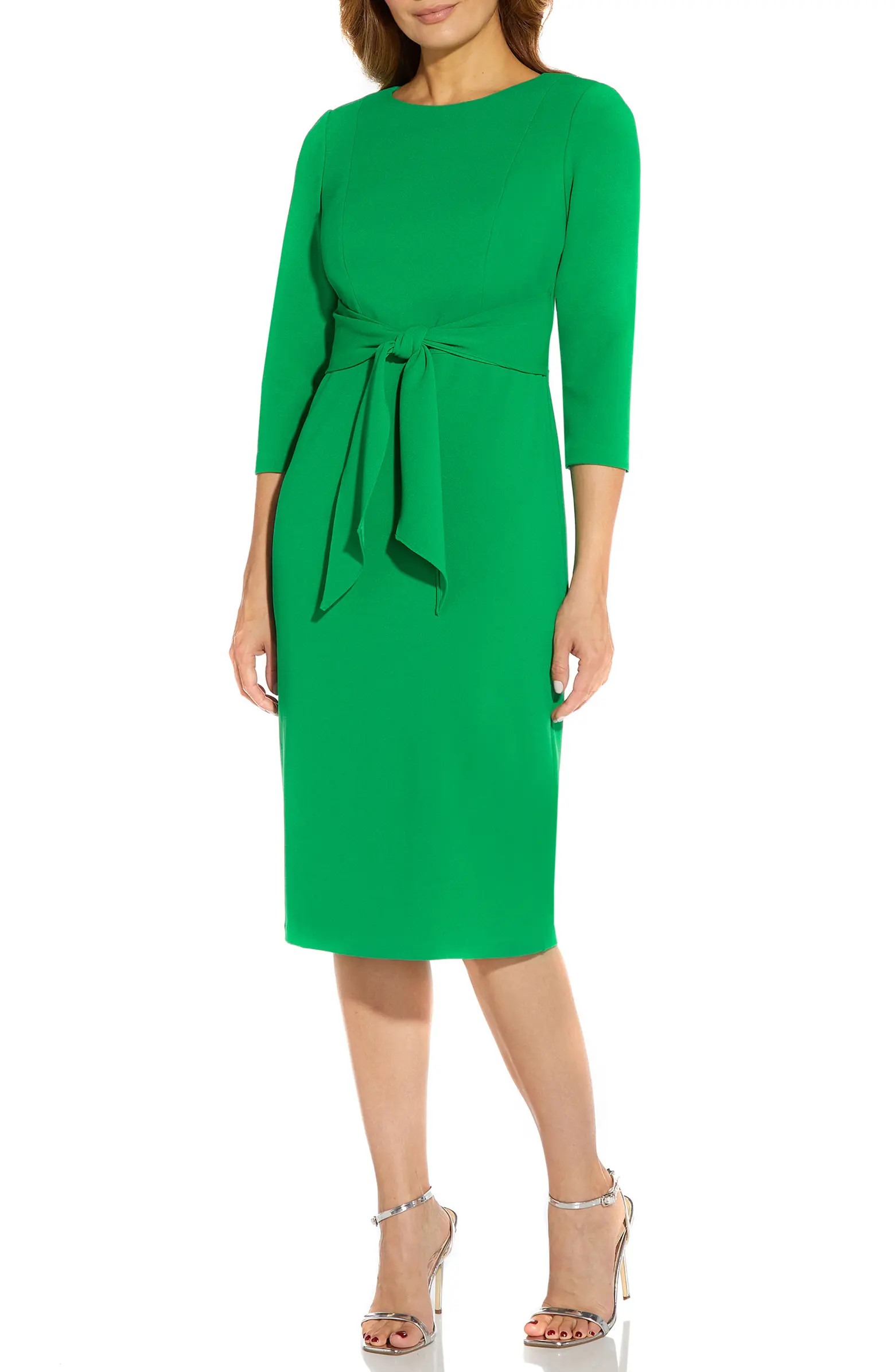 Adrianna Papell Tie Waist Crepe Sheath Dress | Nordstrom | Nordstrom