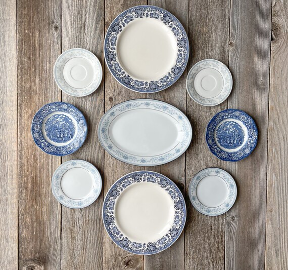 Instant Wall Plate Collection of Blue and White Plates Set of 9 China English China | Farmhouse D... | Etsy (US)
