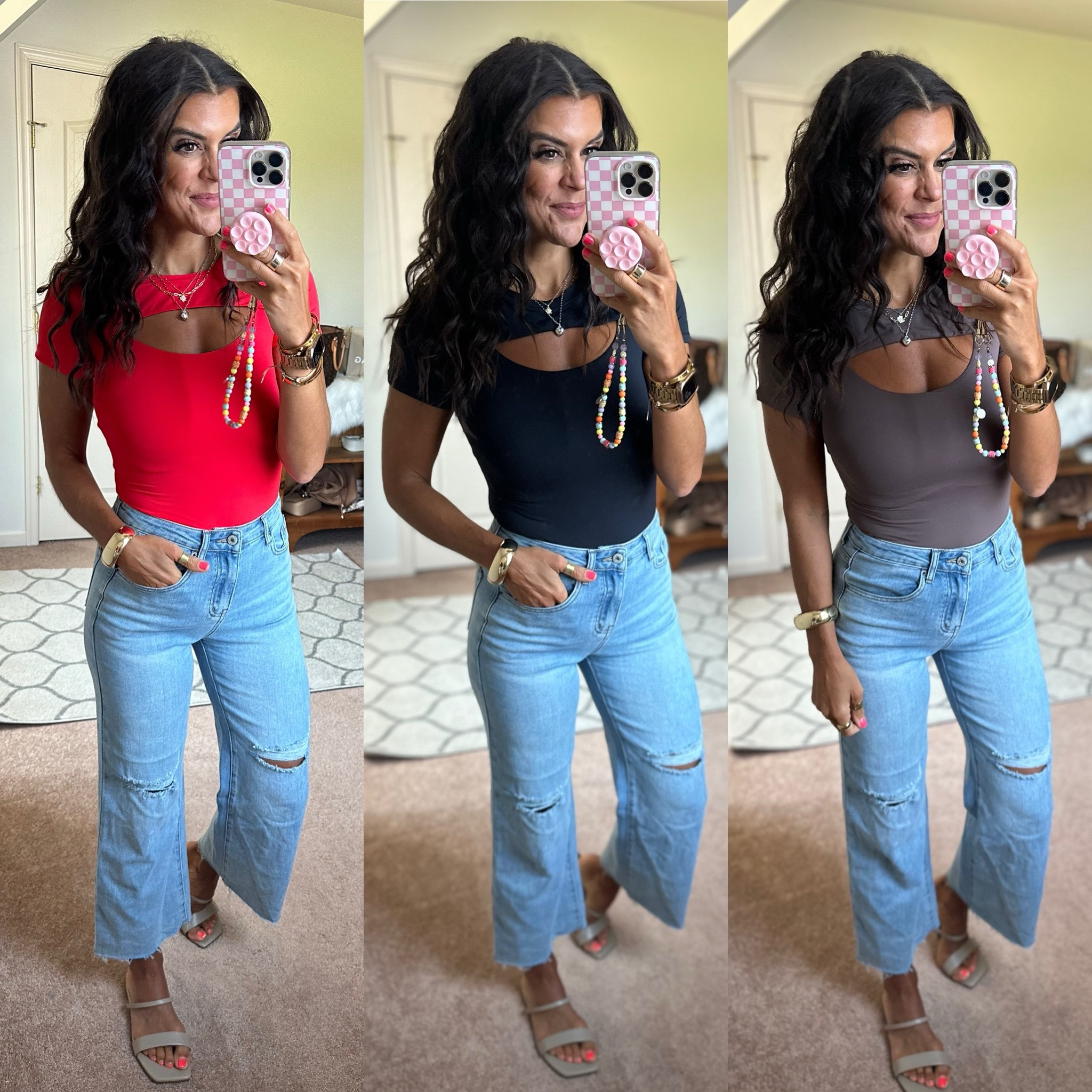 Cutout tees on sale! Wearing a medium in the tees and a size 4 in the jeans 

#LTKSaleAlert #LTKFindsUnder100