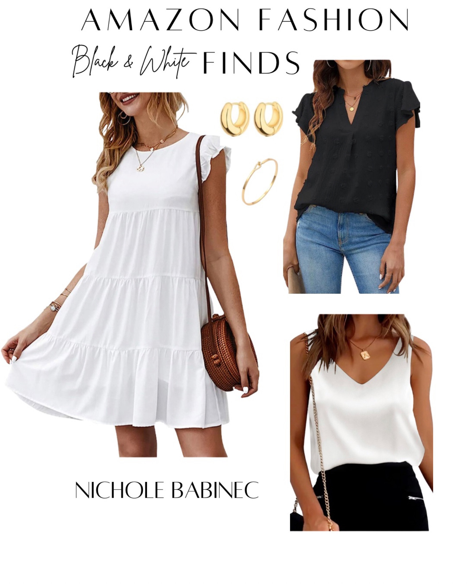 White casual dress, white dress Amazon, white satin tank top, black top. Gold earrings, gold bracelet. 

#LTKsalealert #LTKFind #LTKunder50
