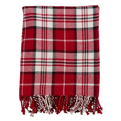 50"x60" Plaid Cotton Throw Red - SARO | Target