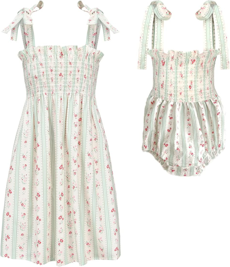 Colorful Childhood Baby Girls Summer Dress Toddler Strap Smocked Floral Boho Beach Dress Rompers ... | Amazon (US)