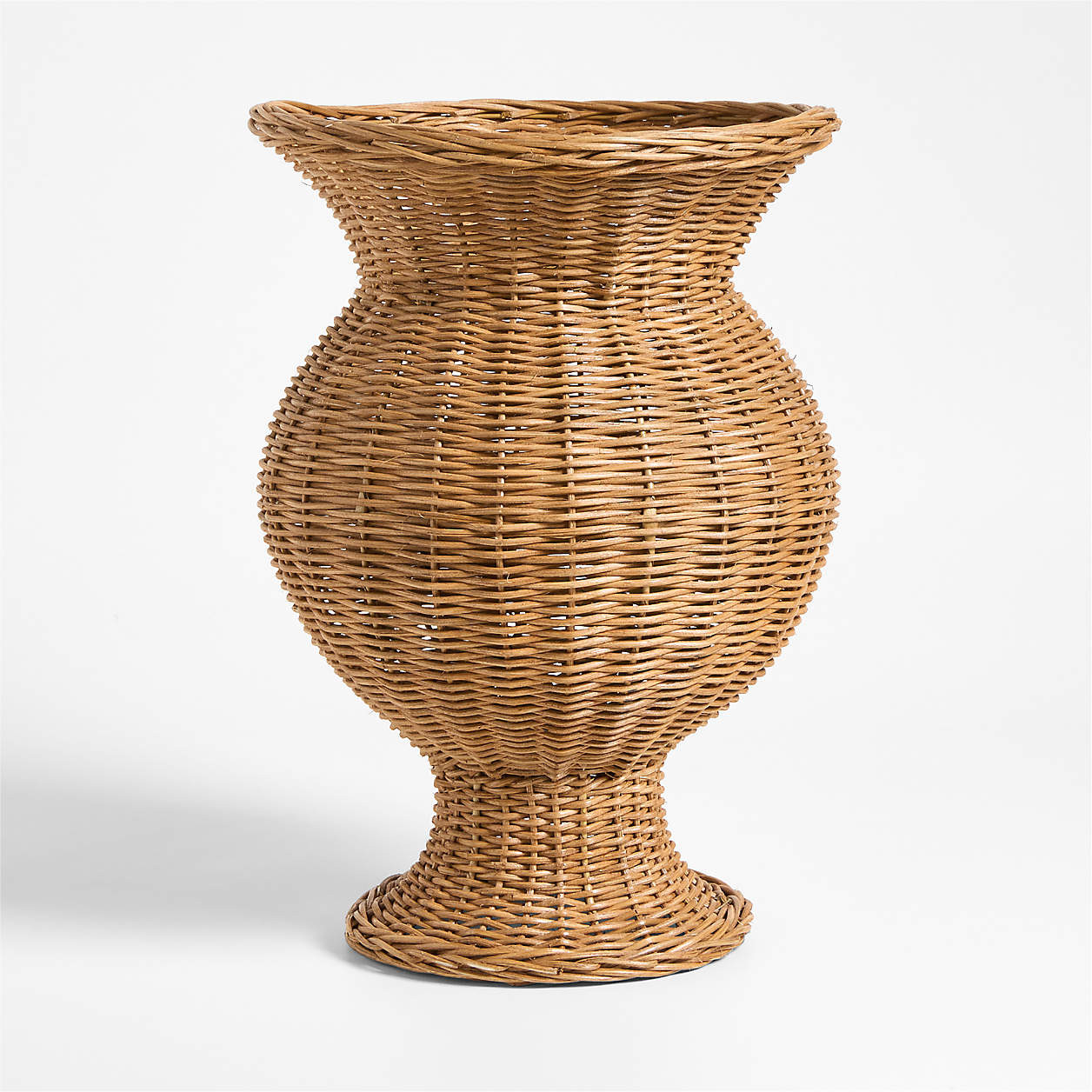 Alford Large Brown Woven Rattan Double Handle Vase 24" | Crate & Barrel | Crate & Barrel