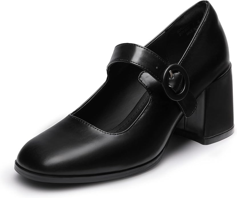 DREAM PAIRS Chunky Heels for Women Block Heels Closed Toe Mary Jane Shoes Comfortable Dress Offic... | Amazon (US)