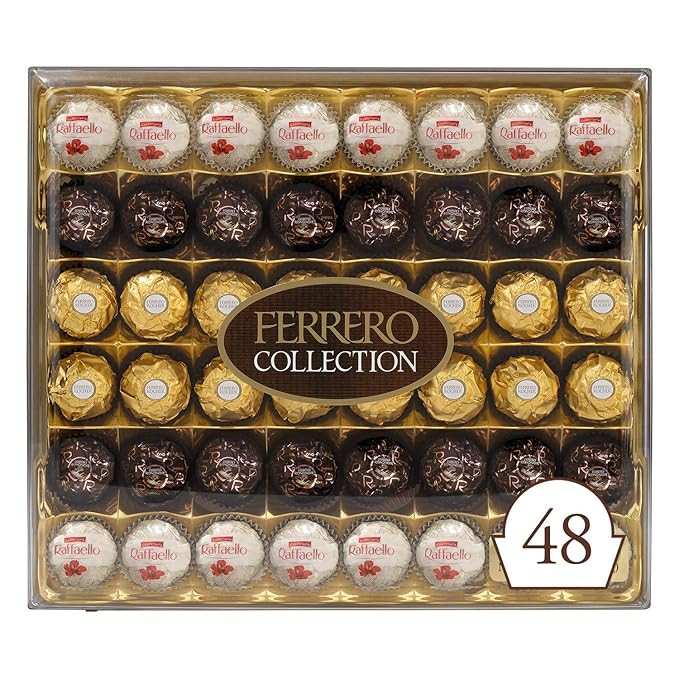 Ferrero Rocher Collection, Fine Hazelnut Milk Chocolates, 48 Count, Gift Box, Assorted Coconut Ca... | Amazon (US)