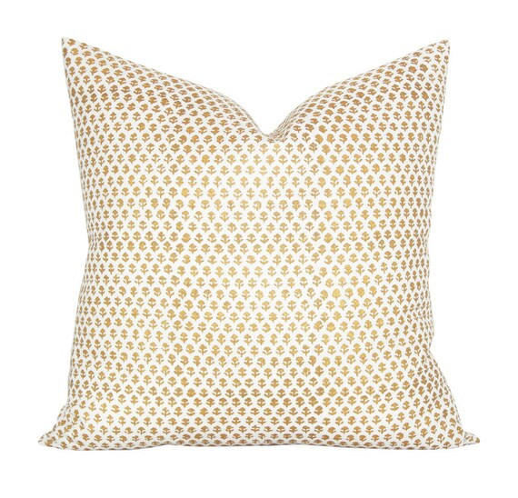 Pillow cover, Bindi Gold- ON BOTH SIDES, wood block, Spark Modern pillow | Etsy (US)