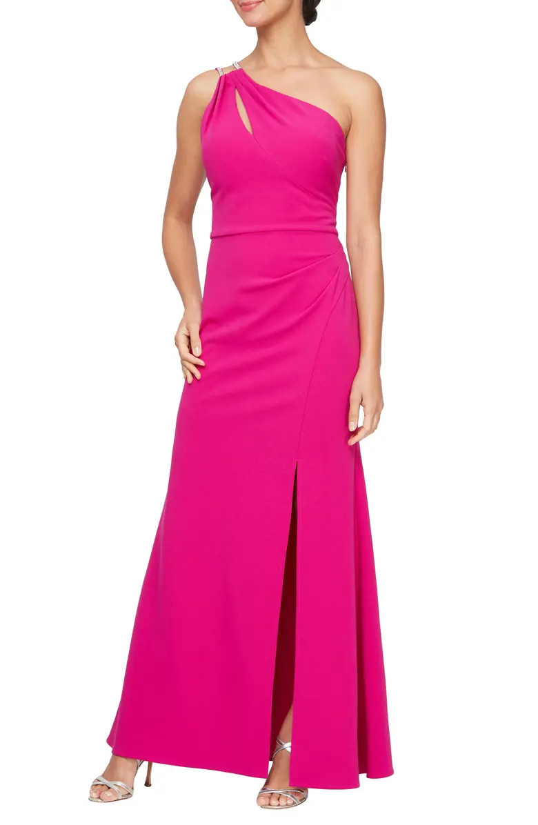 Rhinestone Strap One-Shoulder Gown | Nordstrom