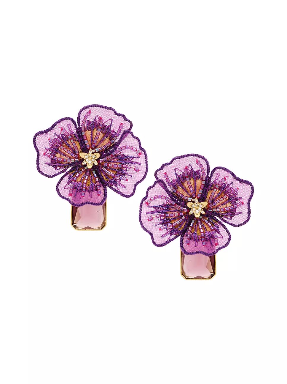 Julien 14K-Gold-Plated & Mixed-Media Flower Drop Earrings | Saks Fifth Avenue