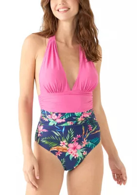 Cupshe Print Mix Halter Shirred Swim Top | Belk