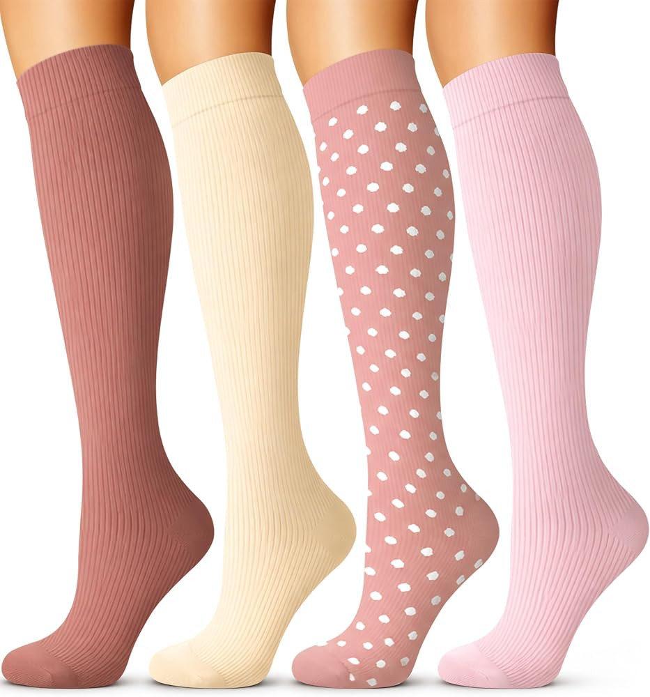 Laite Hebe 4 Pairs-Compression Socks for Women&Men Circulation-Best Support for Nurses,Running,At... | Amazon (US)