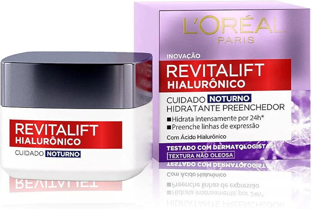 Creme Facial Anti-idade L'Oréal Paris Revitalift Hialurônico Noturno, 49g | Amazon (BR)
