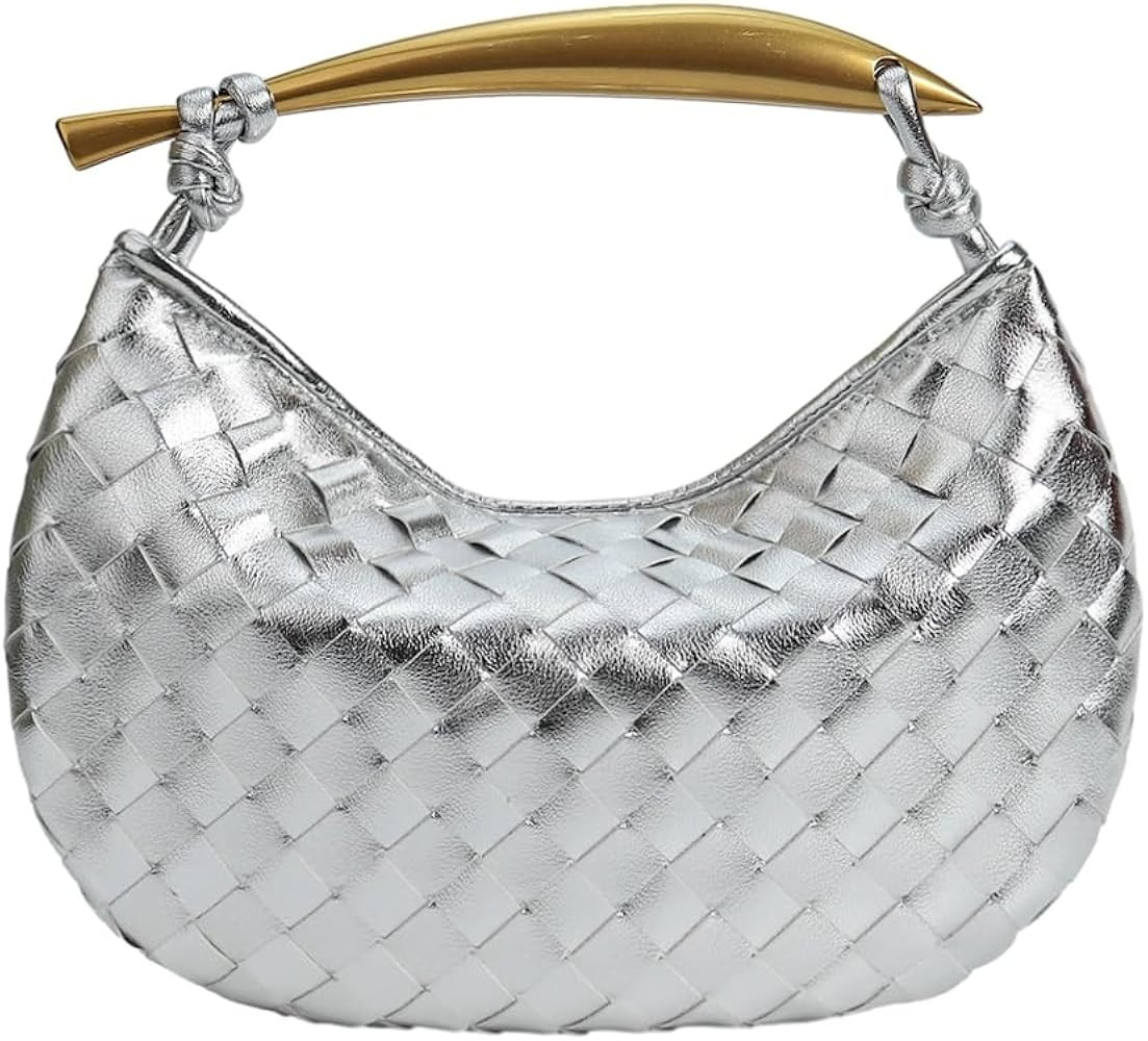 Leather Woven Bag for Women Elegant Evening Clutch Tote Bag Handbag Genuine Leather Handwoven Bag... | Amazon (US)