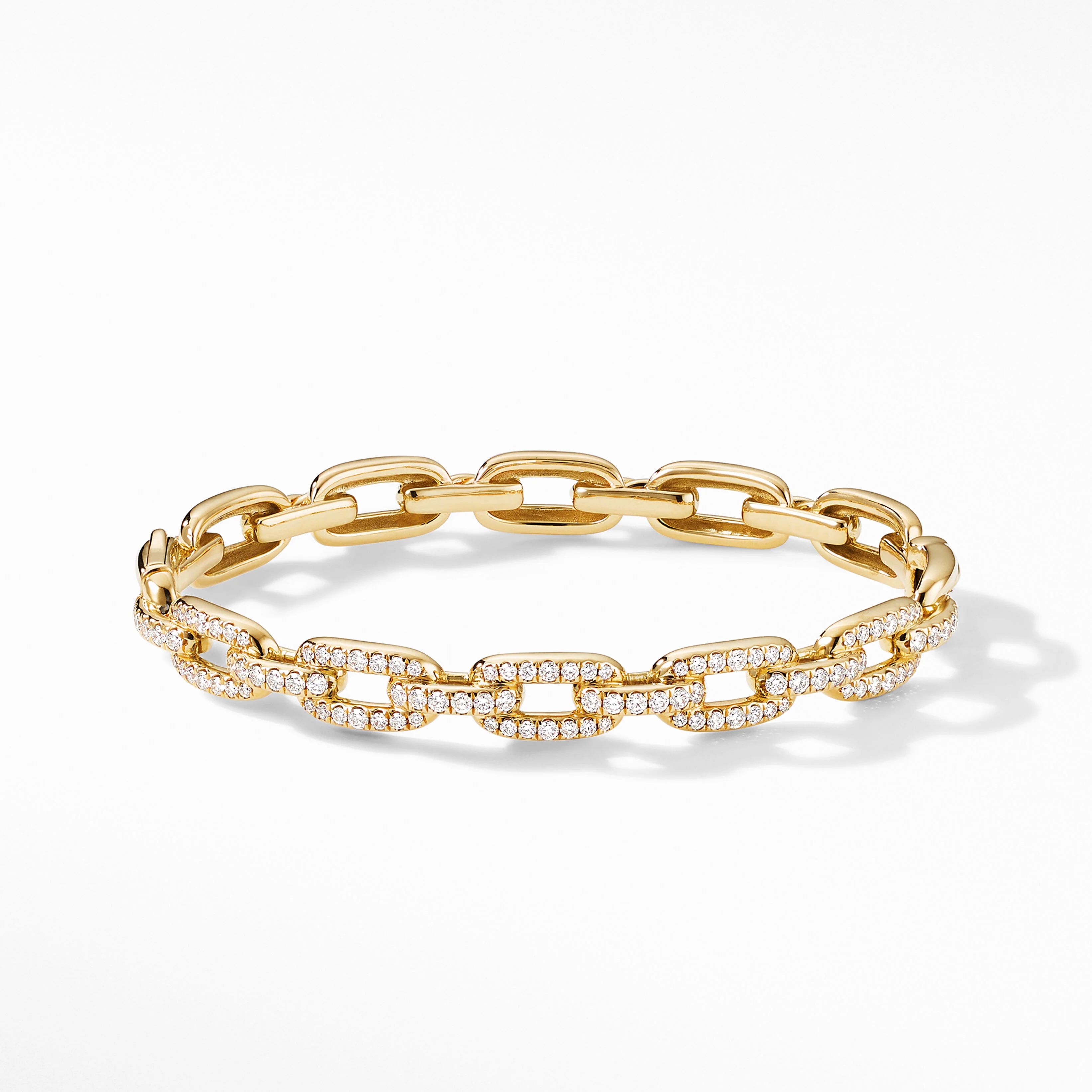 Stax Chain Link Bracelet in 18K Yellow Gold with Pavé Diamonds | David Yurman