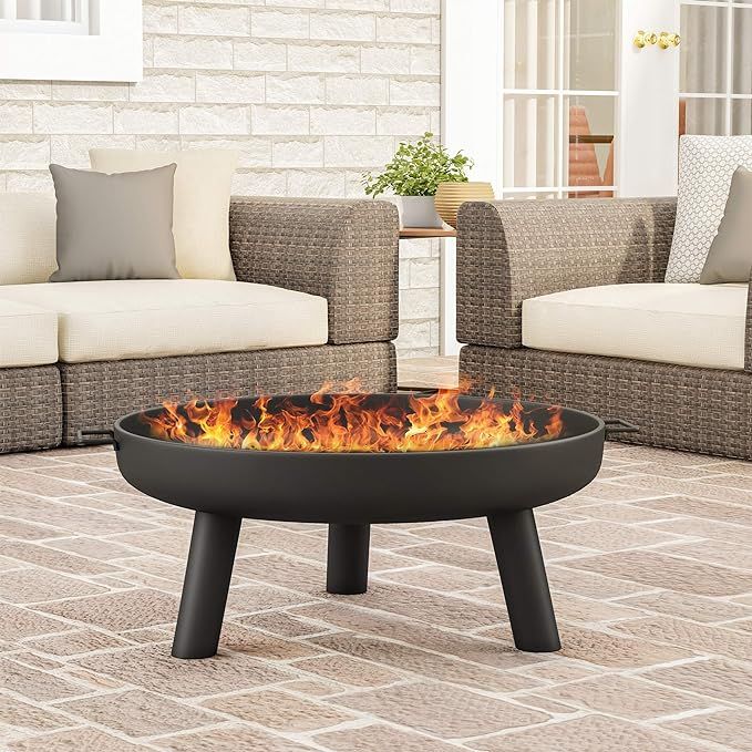 Pure Garden 50-LG1200 27.5” Outdoor Fire Pit-Raised Steel Bowl for Above Ground Wood Burning-Si... | Amazon (US)