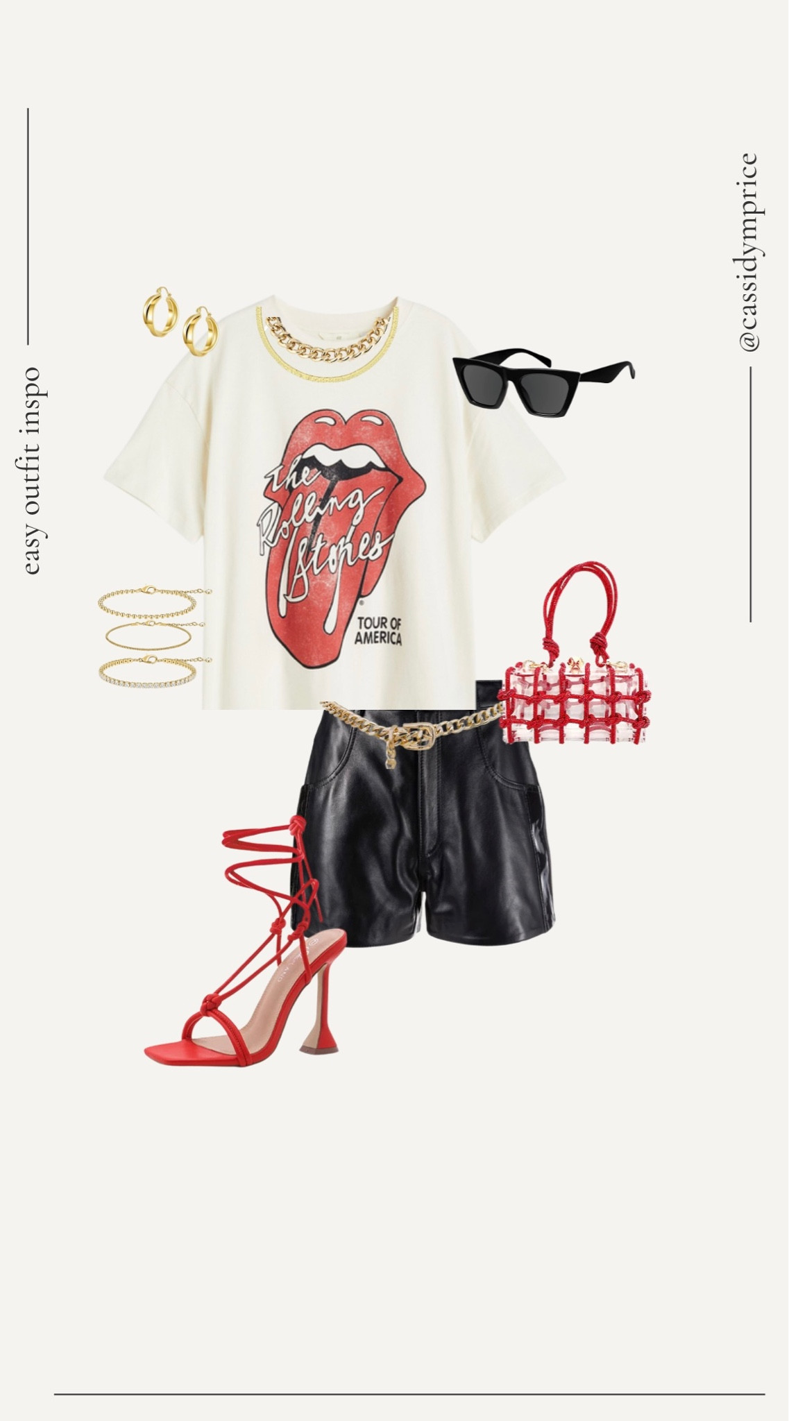 Graphic tee outfit inspo. Leather shorts. Graphic tee. Red heels. Concert look. Date night ootd  

#LTKunder50 #LTKstyletip #LTKshoecrush
