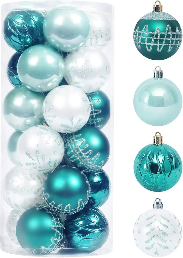 2.36"/60mm Hand-Printed Christmas Ball Ornaments Set，24PCS Shatterproof Christmas Tree Decor De... | Amazon (US)