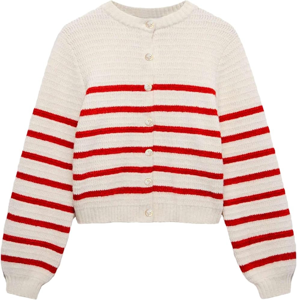 Womens Cardigan Sweaters Cropped Long Sleeve Button Knit Sweater Outerwear Casual Fall Trendy Jac... | Amazon (US)