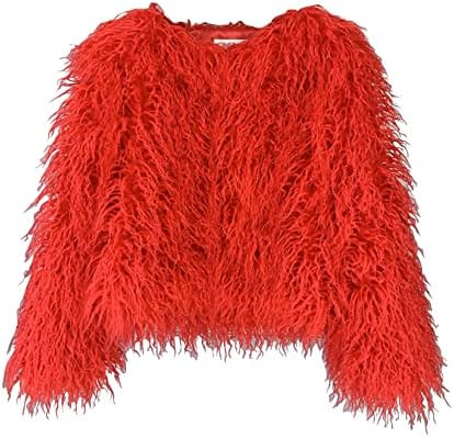foefaik Winter Fluffy Faux Fur Coat Women's Shaggy Jacket Long Sleeve Outwear | Amazon (US)