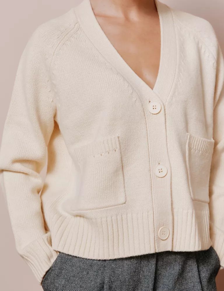 V-Neck Relaxed Cardigan with Wool | Marks & Spencer (UK)
