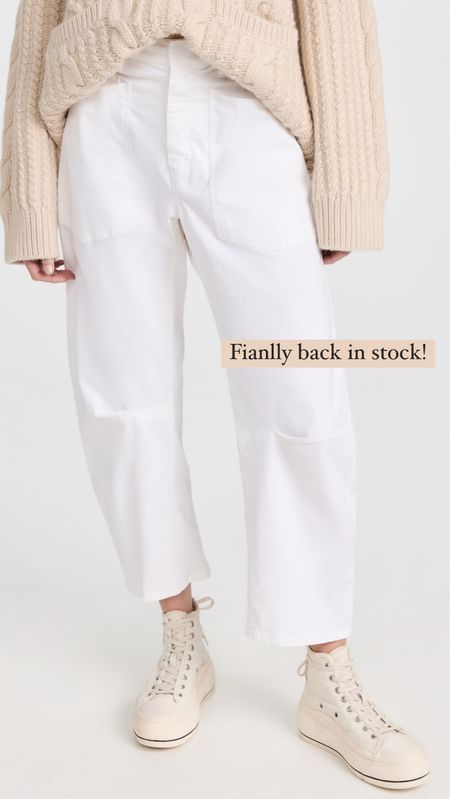 These pants are finally back in stock in white! I ordered two sizes to try because I heard they run big! 
