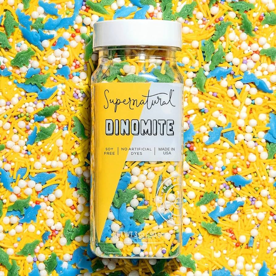 Dinomite Natural Confetti Sprinkles by Supernatural, Rainbow Dinosaurs, No Artificial Dyes, Soy F... | Amazon (US)