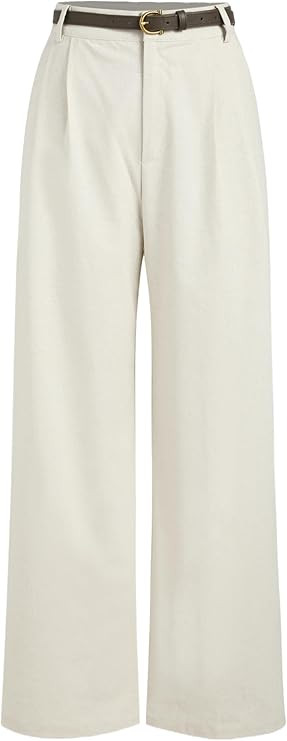 CIDER Solid Linen Blend Belted Wide Leg Pants | Amazon (US)
