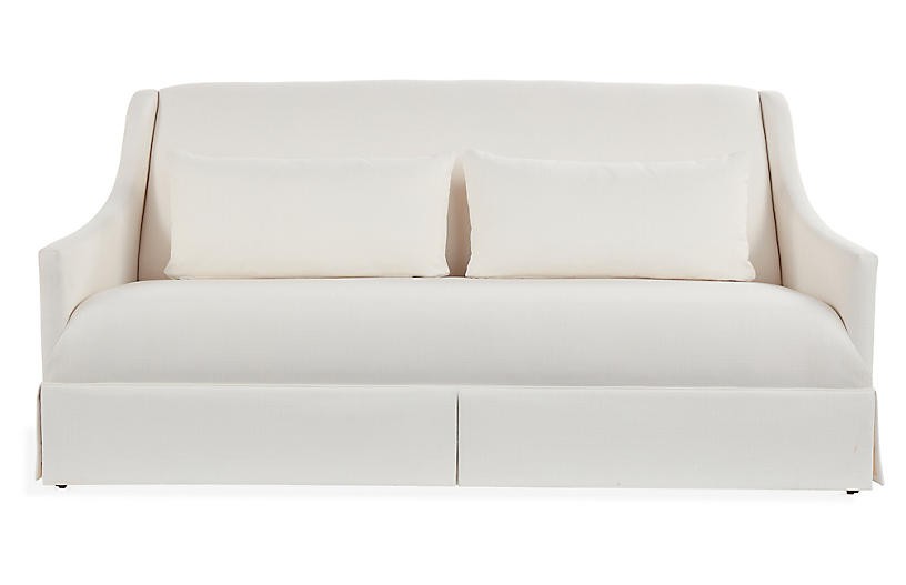 Dawes Skirted Sofa, Ivory Crypton | One Kings Lane