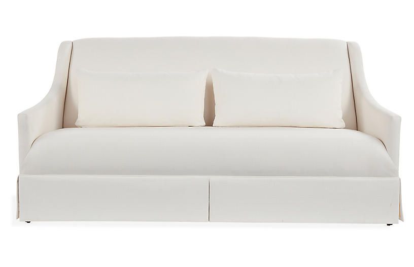 Dawes Skirted Sofa, Ivory Crypton | One Kings Lane