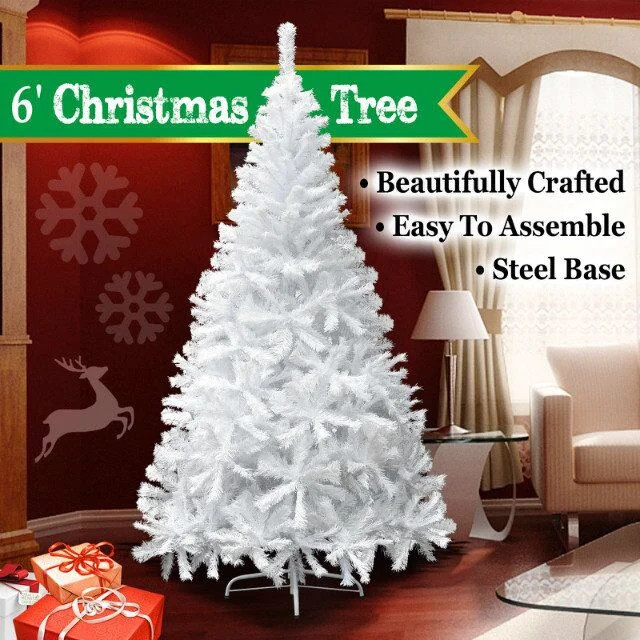 Strong Camel NEW White Artificial Christmas Tree 6 ft Spruce Metal Stand Folding Realistic PINE-7... | Walmart (US)