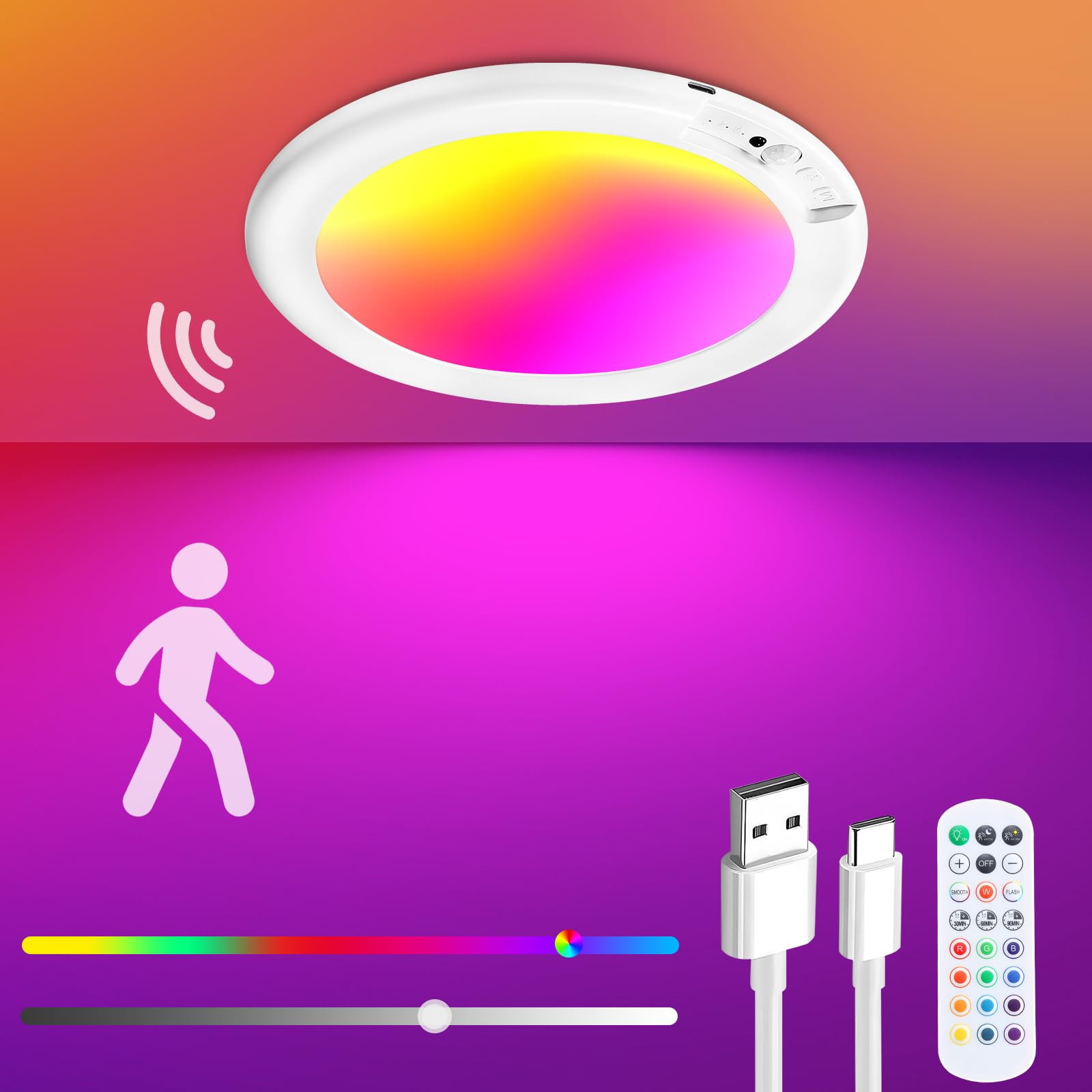 Rechargeable Ceiling Light with Remote - Shower Light for Inside Shower with Color Changing & Whi... | Amazon (US)