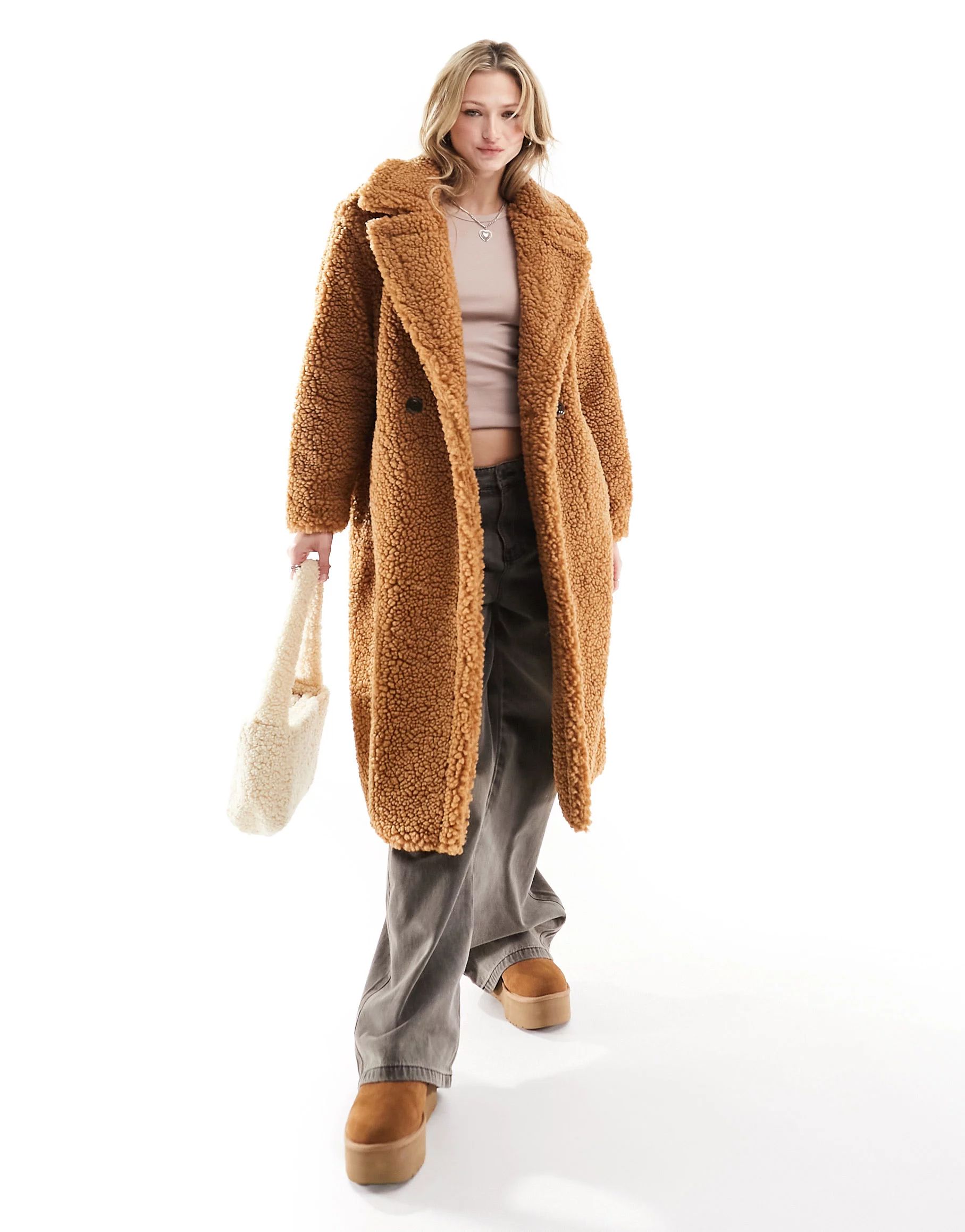 UGG Gertrude teddy coat in tan | ASOS (Global)