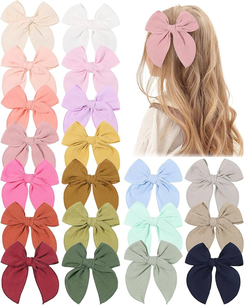 doboi 5.5 Inch 20PCS Baby Girls Fable Hair Accessories: Muslin Gauze Long Tail Hand-Tied Alligato... | Amazon (US)