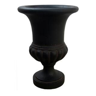 21 in. H in Aged Charcoal Cast Stone Bulbous Urn-PF5880ac - The Home Depot | The Home Depot