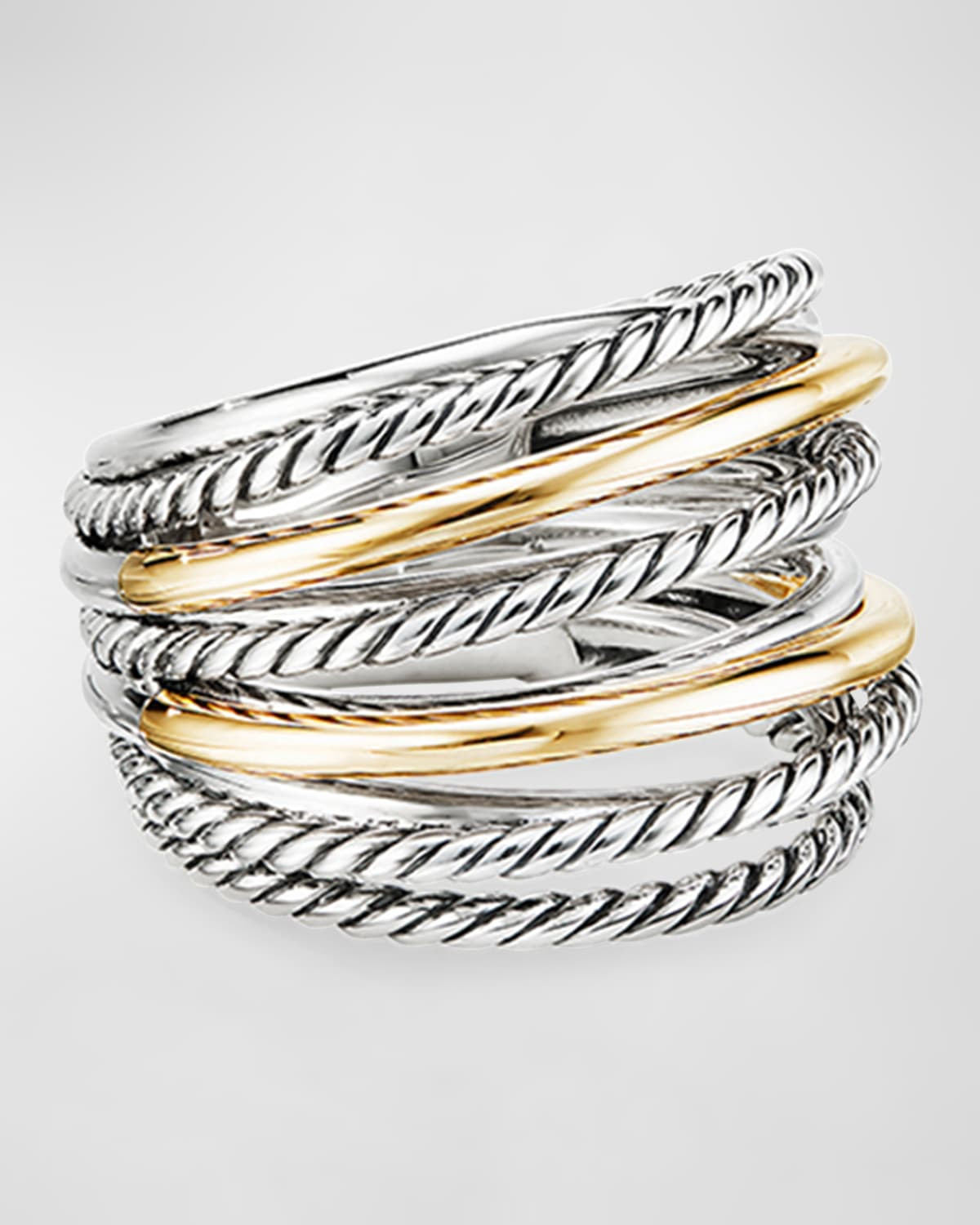 DY Crossover Wide Ring with 18k Gold | Neiman Marcus