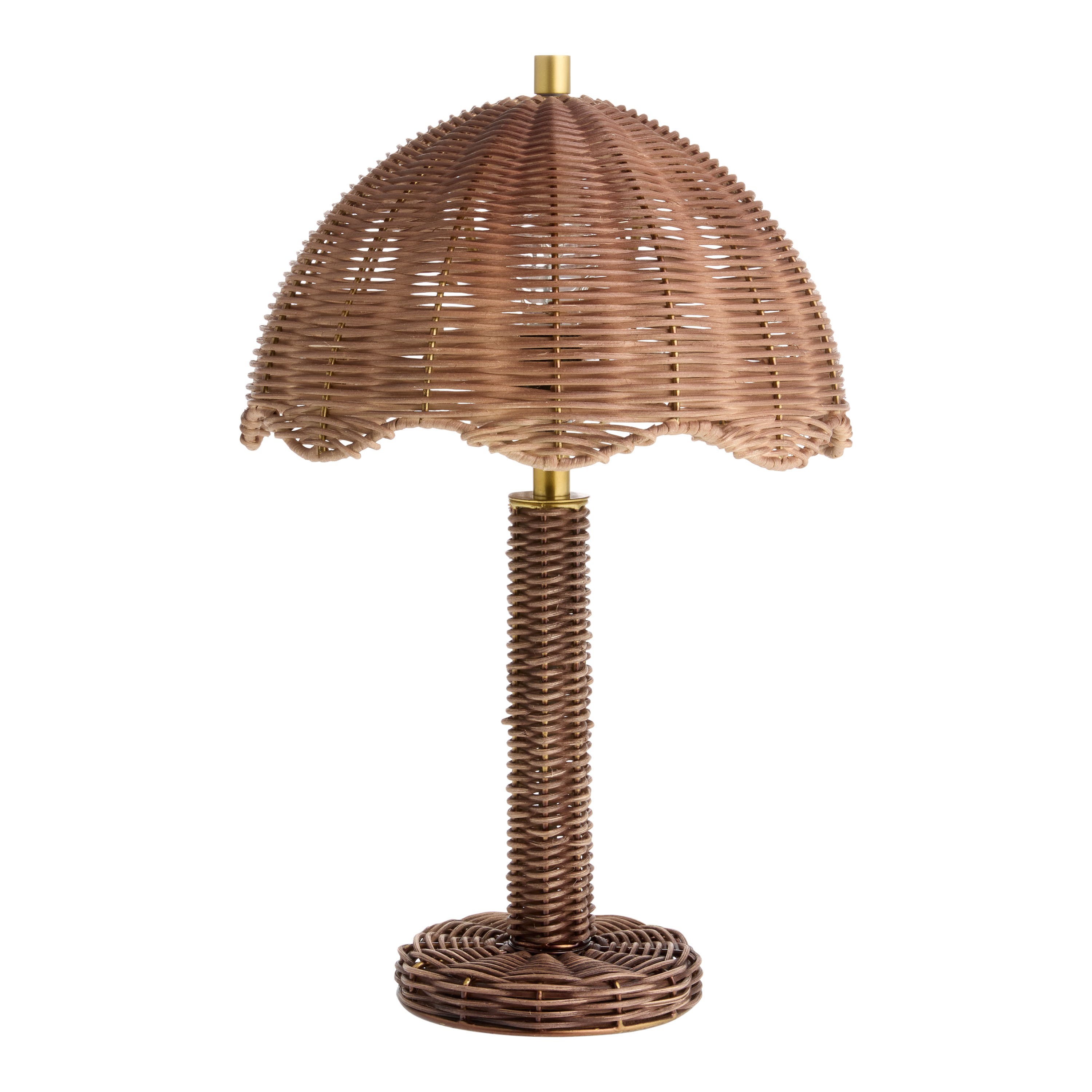 Charlotte Walnut Rattan Scalloped Shade Table Lamp | World Market