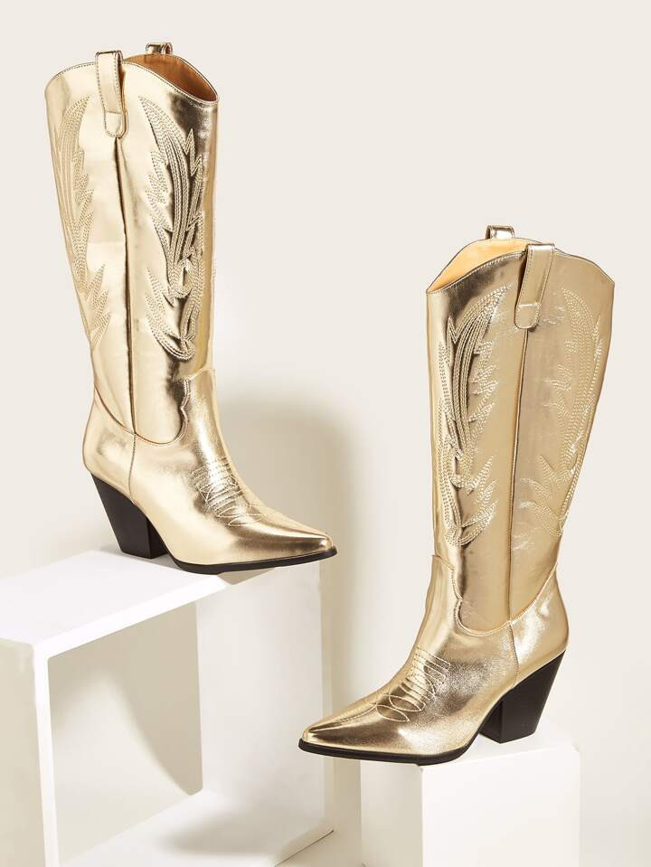 Striped Pattern Western Boots | SHEIN