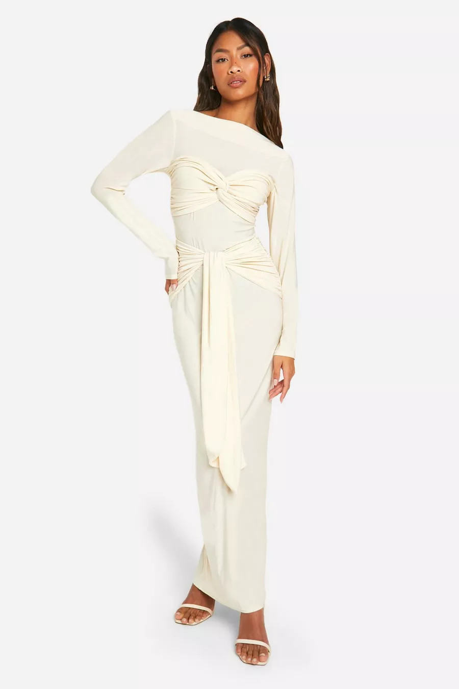 Ruched Twist Detail Maxi Dress | boohoo (US & Canada)
