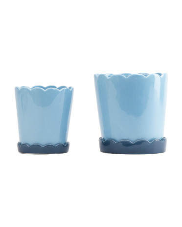 2pc Scalloped Edge Indoor Planters With Saucers | TJ Maxx