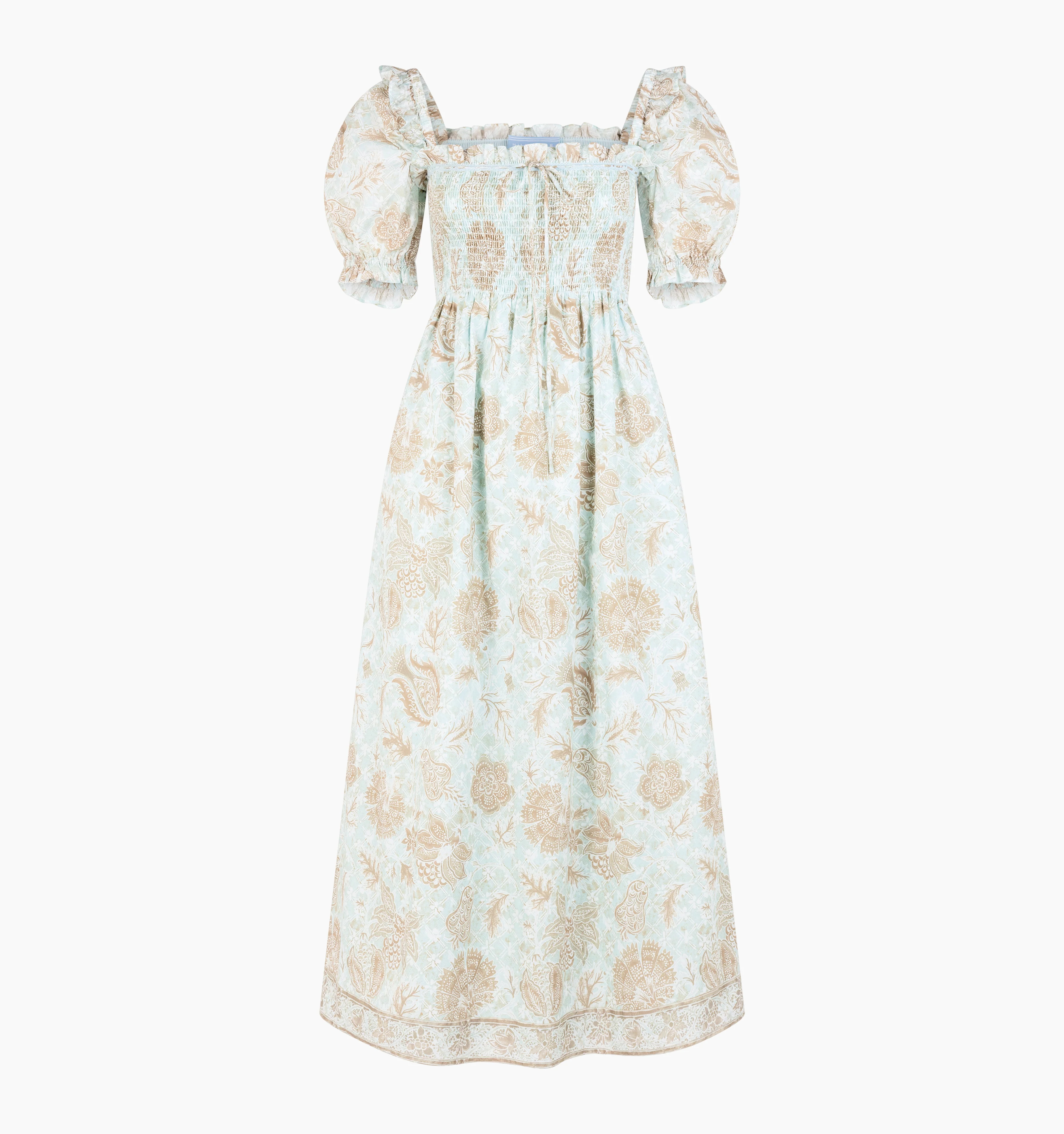 The Scarlett Nap Dress | Aqua Calico Trellis / M | 100% Cotton | Hill House Home | Hill House Home US