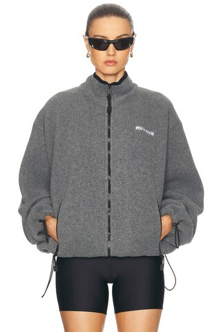Miu Miu Zip Up Jacket in Grey | FWRD 