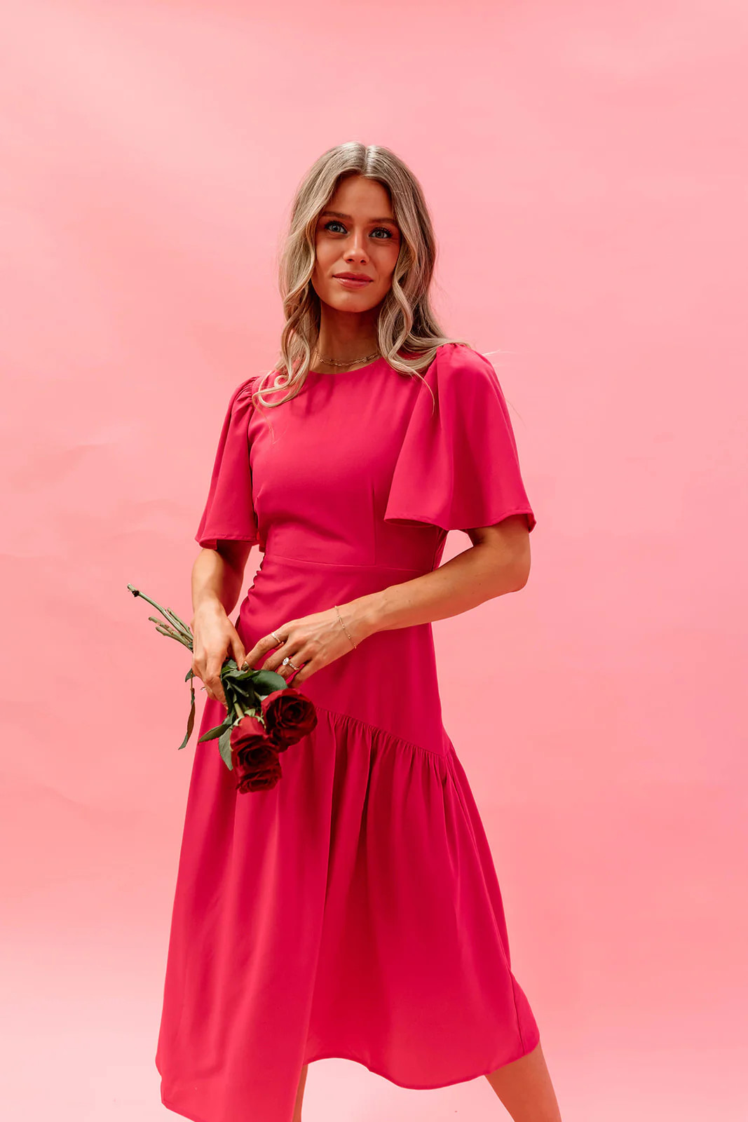 THE CINDEE DROP WAIST DRESS IN FUSCHIA | Pink Desert