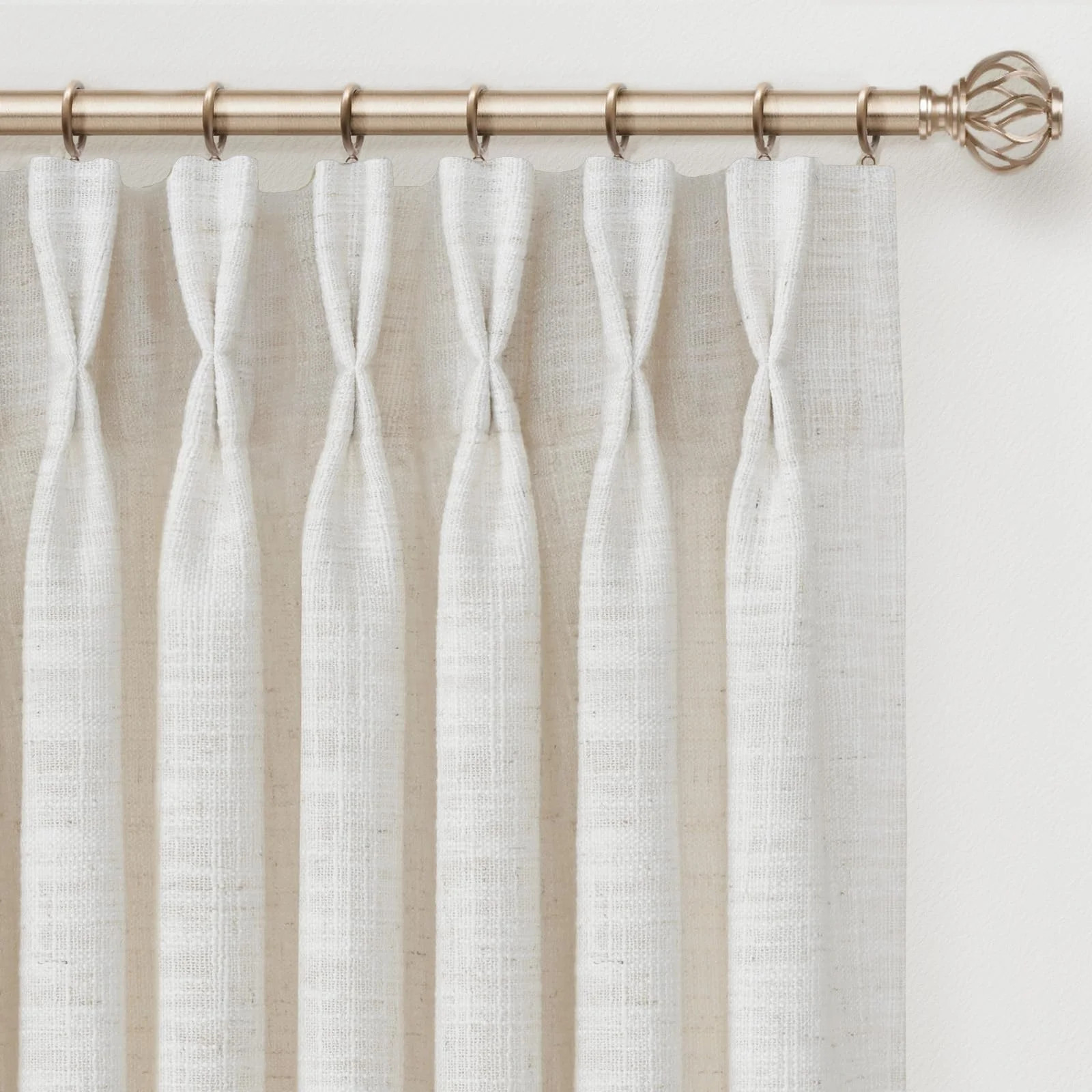 East Urban Home Memory Trained Pinch Pleated Curtains 90 Inches Long, Linen Curtains For Living Room, 2 Panel Set Pinch Pleated Drapes With Hooks, Light Filtering Window Treatment, 40" W X 90" L, Beige White | Wayfair | Wayfair North America