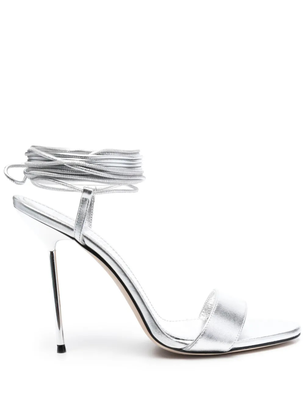Paris Texas Guya 105mm lace-up Sandals | Silver | FARFETCH ID | Farfetch Global