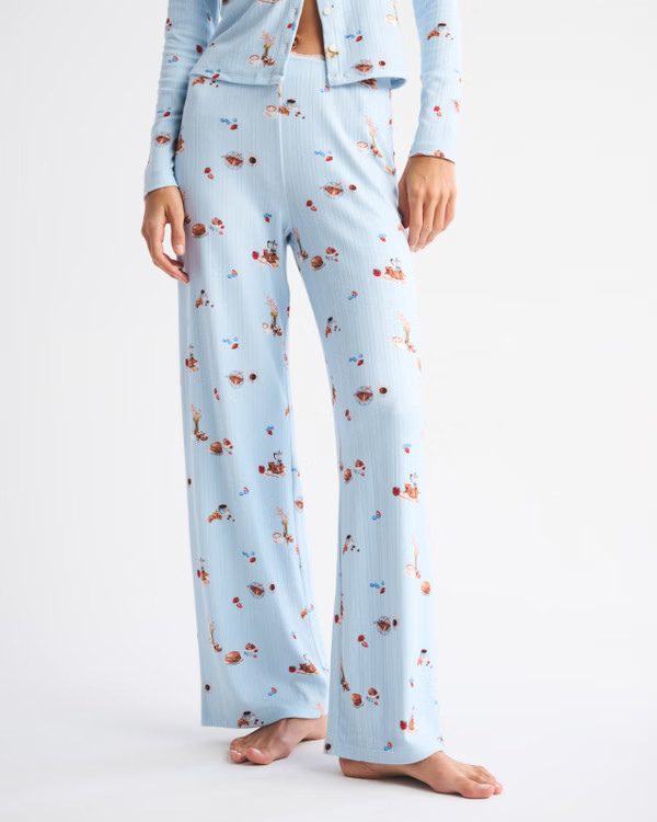 Pointelle Wide Leg Sleep Pant | Abercrombie & Fitch (US)